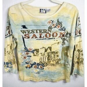 Vintage Take Two Western Saloon Beaded & Sequins Long Sleeve Top Medium